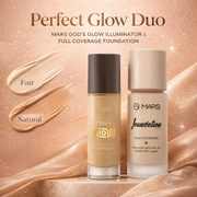 Flawless Glow Duo | MARS God’s Glow Illuminator + Full Coverage Foundation | All-Day Hydration & Glowy Finish
