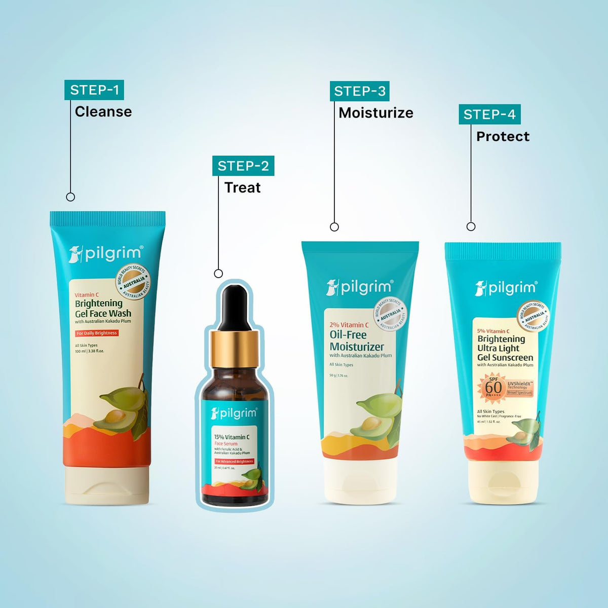 🎁 Buy 1 Get 2 FREE — Get 3 Serums for Only Rs. 1,549 Pilgrim 15% Vitamin C Face Serum – With Ferulic Acid & Australian Kakadu Plum | Advanced Brightening Serum
